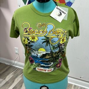 Daydreamer The Beach Boys 1963 Ringer Tee in Matcha